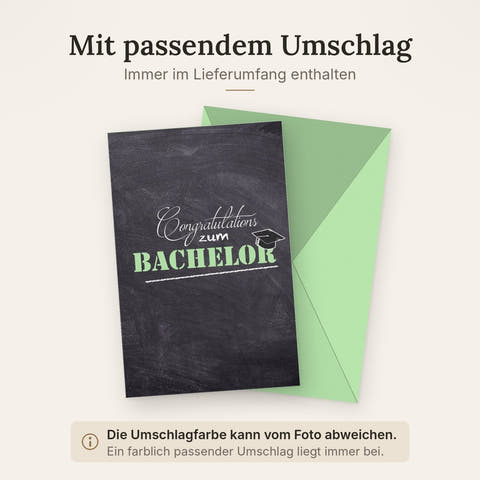 Glückwunschkarte zur Prüfung - Herzliche Gratulation zum Bachelorabschluss mit stilvollem Tafeldesign und akademischem Flair