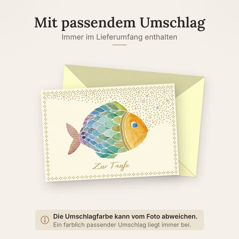 Glückwunschkarte zur Taufe mit buntem Fischmotiv und liebevollem Design ideale Taufkarte für Jungen und Mädchen hochwertige Doppelkarte