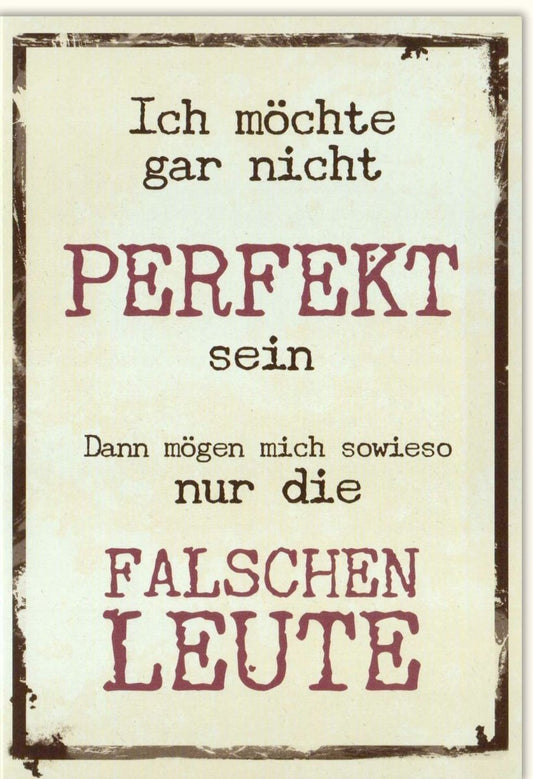 Grusskarte zur Selbstakzeptanz - Humorvolle Vintage Weisheiten für Freundschaft und Beziehung - Ehrlichkeit & Charakter