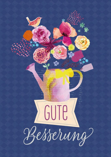 Gute Besserung Karte mit Gießkannen - Illustration für Genesungswünsche
