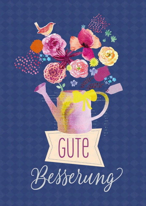 Gute Besserung Karte mit Gießkannen - Illustration für Genesungswünsche