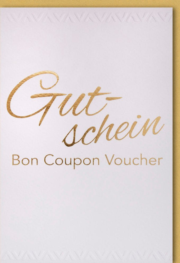 Gutscheinkarte – Eleganter Wertgutschein mit Goldschrift für besondere Anlässe und Feierlichkeiten