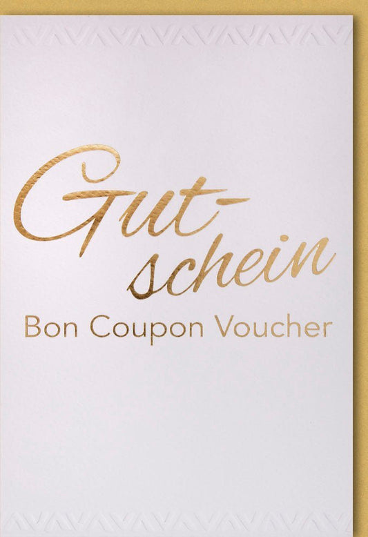 Gutscheinkarte – Eleganter Wertgutschein mit Goldschrift für besondere Anlässe und Feierlichkeiten