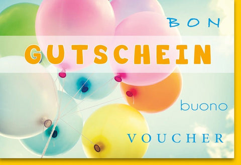 Gutscheinkarte mit Ballons – Bunte Geschenkkarte für Feierlichkeiten, Perfekt zum Gratulieren & Verschenken
