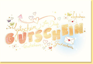 Gutscheinkarte mit Goldfolie - Stilvolle Schriftkarte auf Naturkarton, Vielseitig für jeden Anlass, Ideale Geschenkidee