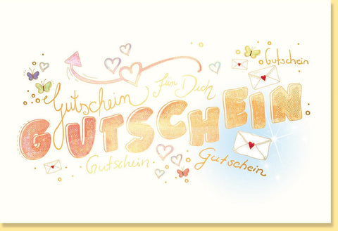 Gutscheinkarte mit Goldfolie - Stilvolle Schriftkarte auf Naturkarton, Vielseitig für jeden Anlass, Ideale Geschenkidee