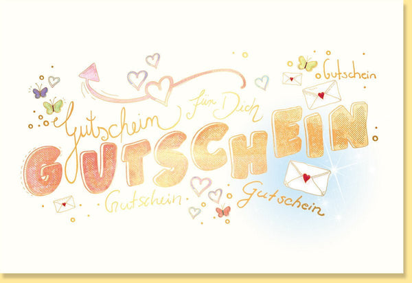 Gutscheinkarte mit Goldfolie - Stilvolle Schriftkarte auf Naturkarton, Vielseitig für jeden Anlass, Ideale Geschenkidee