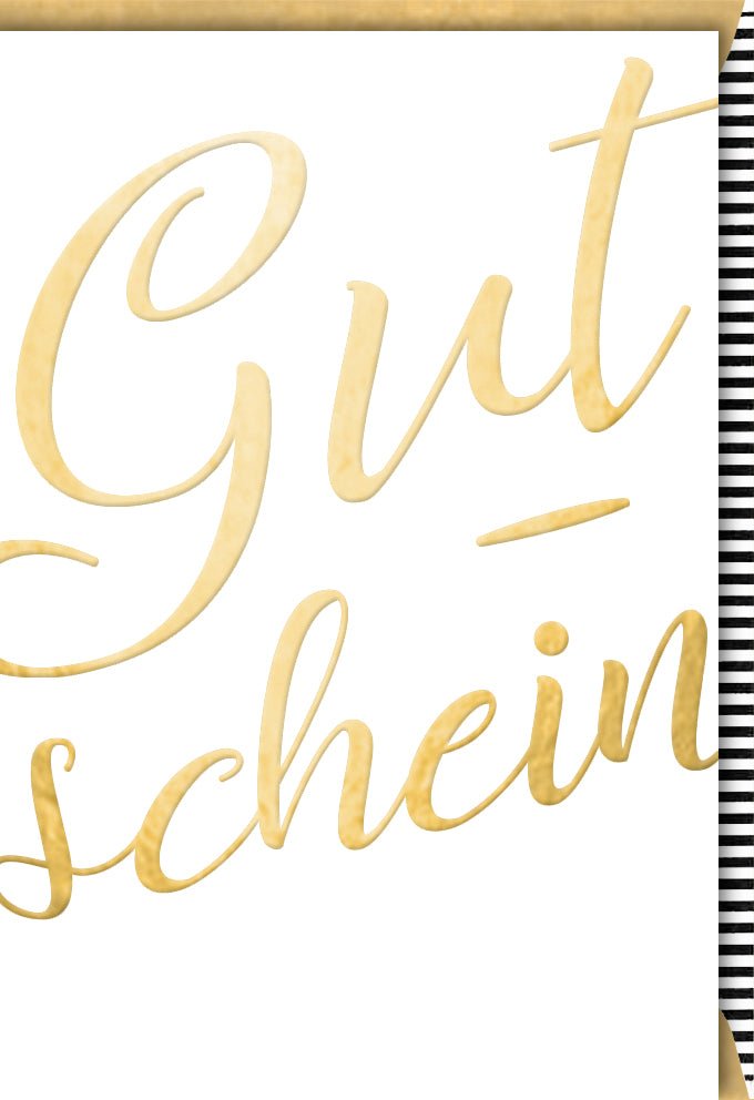 Gutscheinkarte – Stilvolle Feierkarte aus Naturkarton, Dezentes Design in Gold, Schwarz & Weiß mit Folienprägung für Erwachsene