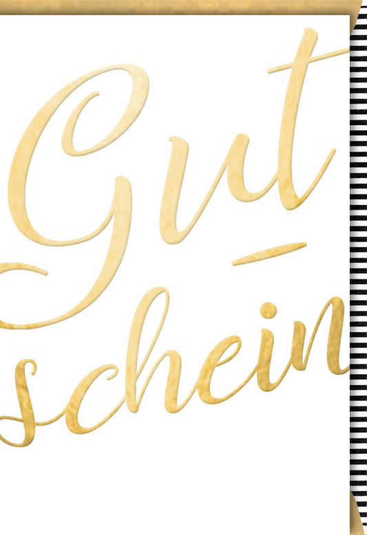 Gutscheinkarte – Stilvolle Feierkarte aus Naturkarton, Dezentes Design in Gold, Schwarz & Weiß mit Folienprägung für Erwachsene