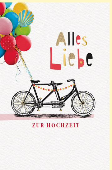 Hochzeitsglückwunschkarte "Tandem der Liebe" – Romantische Karte mit Luftballons zur Feier der Zweisamkeit