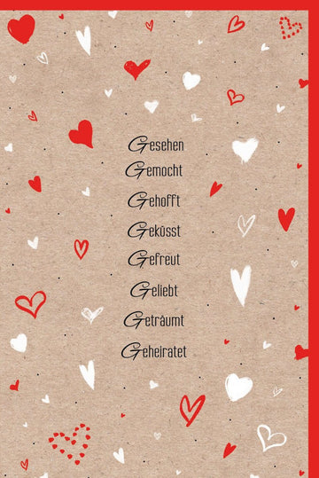 Hochzeitskarte – Einzigartige Glückwunschkarte aus Naturkarton mit Herzmotiven für unvergessliche Momente