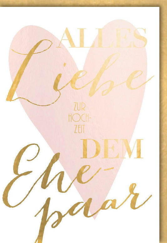 Hochzeitskarte - Elegante Glückwünsche mit Goldenen Herzen, Perfekt für Ehepaare & Jubiläen
