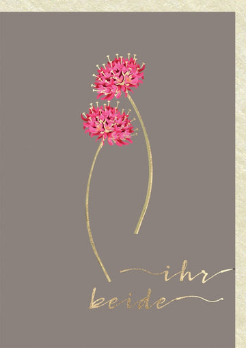 Hochzeitskarte - Elegantes Blumenmotiv, Goldschriftzug, Liebe & Zweisamkeit für festliche Gratulationen