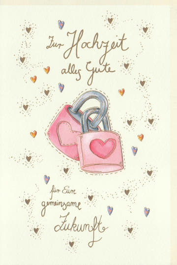 Hochzeitskarte "Ewige Liebe" - Romantisches Design mit Herzen & Vorhängeschloss, Premium - Qualität für Paare, Glückwunschkarten - Hochzeit