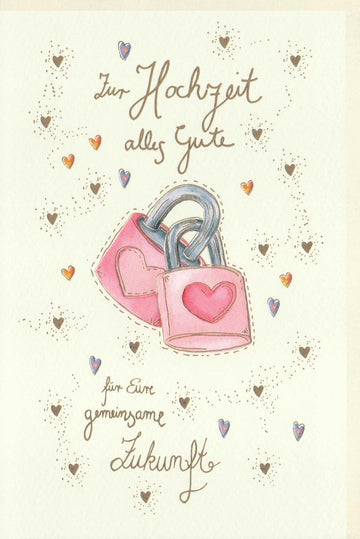 Hochzeitskarte "Ewige Liebe" - Romantisches Design mit Herzen & Vorhängeschloss, Premium - Qualität für Paare, Glückwunschkarten - Hochzeit