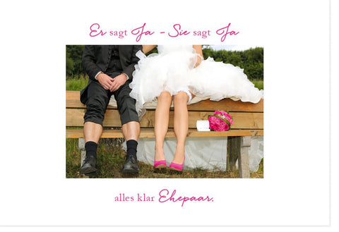 Hochzeitskarte für Braut & Bräutigam - Stilvolles Design zum Ja - Wort, Glückwünsche zur Ehe