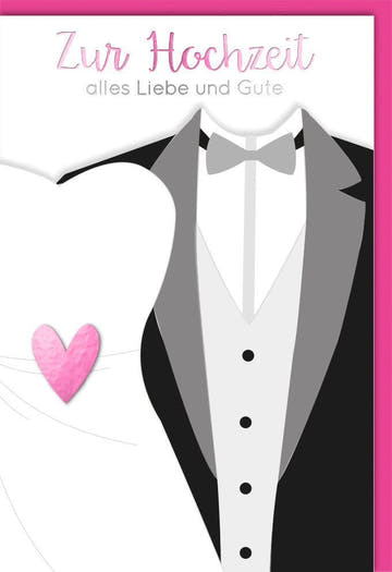 Hochzeitskarte für Brautpaar - Elegantes Anzug & Herz Motiv, Liebevolle Glückwünsche zur Ehefeier