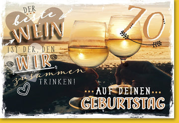 Hochzeitskarte für Brautpaar & Gäste - Elegantes Weinmotiv in Gold und Weiß, Perfekt zum Feiern und Anstoßen