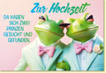 Hochzeitskarte für Homoehe mit zwei verliebten Fröschen im Anzug liebevolle Grußkarte zur Hochzeit gleichgeschlechtliches Paar