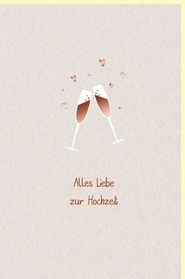 Hochzeitskarte für Paare - Elegantes Design mit Sektgläsern & Herz - Motiv in Beige | Perfekt für Verlobung, Jubiläum & Feierlichkeiten