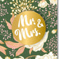 Hochzeitskarte Glückwunsch - Elegantes "Mr & Mrs" Design in Gold mit grüner Blütenapplikation für besondere Anlässe