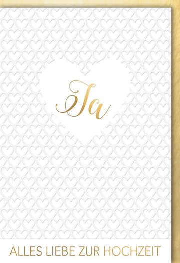 Hochzeitskarte Herzmotiv - Stilvolle Glückwünsche in Weiß & Gold für den besonderen Tag, Hochzeitsgrüße