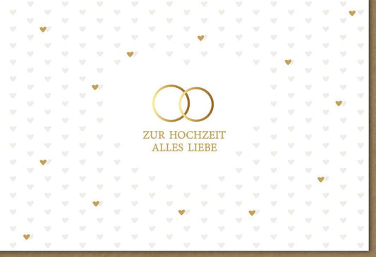 Hochzeitskarte Midoro mit Eheringen – Elegante Glückwünsche zur Vermählung in Creme & Gold für Brautpaare, Freunde und Familie