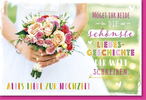 Hochzeitskarte mit Blumenstrauß-Design: Herzliche Glückwünsche für das Brautpaar und ihre gemeinsame Zukunft