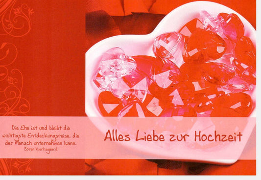 Hochzeitskarte mit Herz & Diamant - Romantische Glückwünsche zur Verlobung und Heirat in Rot
