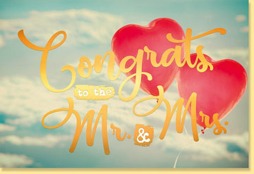Hochzeitskarte mit Herzballons - Mr & Mrs, Glückwunsch zur Heirat, Wedding Card für das Ehepaar