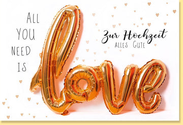 Hochzeitskarte mit Kupfer - Metallicfolie - Glückwünsche zur Ehe, Liebe & Feierlichkeiten