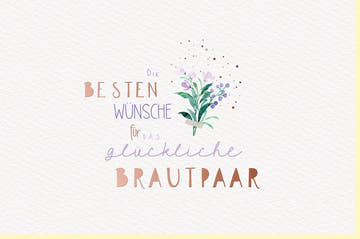 Hochzeitskarte mit Pastell - Blumenmuster - Elegante Glückwünsche für das Brautpaar, Rosa Karte zur Feier der Liebe und Ehe