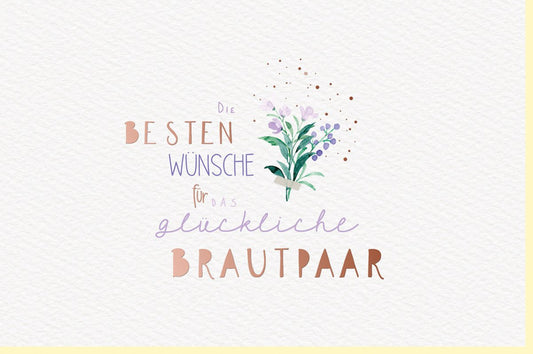 Hochzeitskarte mit Pastell - Blumenmuster - Elegante Glückwünsche für das Brautpaar, Rosa Karte zur Feier der Liebe und Ehe