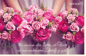 Hochzeitskarte mit Rosen – Romantische Glückwünsche für das Brautpaar, Pinkes Blumendesign