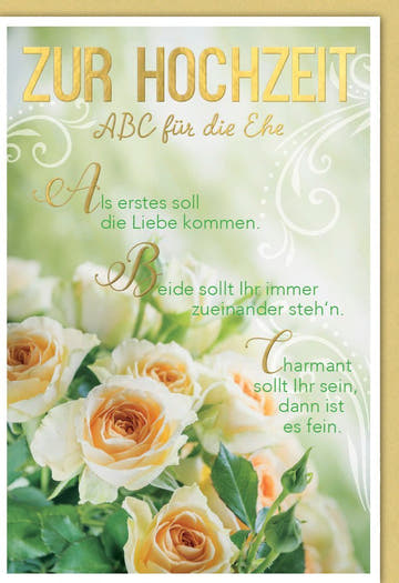 Hochzeitskarte mit Rosenmotiv – Stilvolle Gratulation zur Ehe für feierliche Zeremonien
