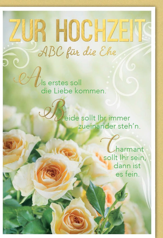 Hochzeitskarte mit Rosenmotiv – Stilvolle Gratulation zur Ehe für feierliche Zeremonien