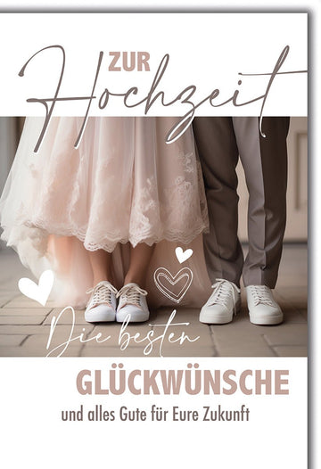 Hochzeitskarte Modern – Brautpaar Sneaker mit Herz - Design und handgeschriebener Schrift