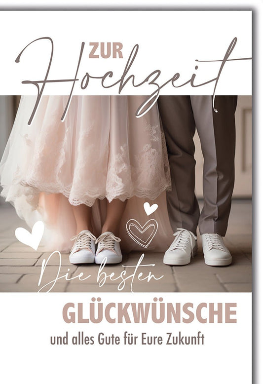 Hochzeitskarte Modern – Brautpaar Sneaker mit Herz - Design und handgeschriebener Schrift