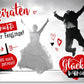 Hochzeitskarte - Moderne Glückwünsche mit Luftsprung - Motiv für Brautpaar in Schwarz, Weiß & Rot - Kreative Gratulation zur Ehe