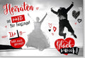 Hochzeitskarte - Moderne Glückwünsche mit Luftsprung-Motiv für Brautpaar in Schwarz, Weiß & Rot - Kreative Gratulation zur Ehe