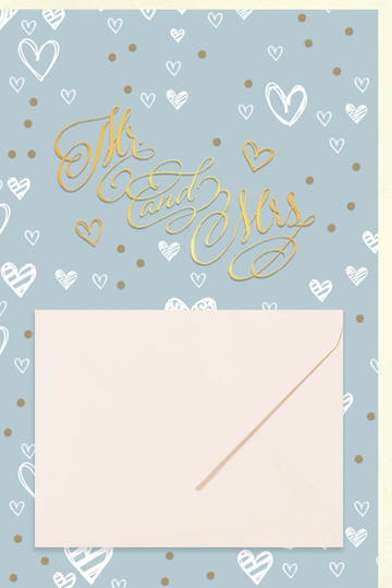 Hochzeitskarte "Mr & Mrs" - Elegantes Geldgeschenk & Glückwunsch in Gold, Weiß & Beige mit Herzen für das Brautpaar