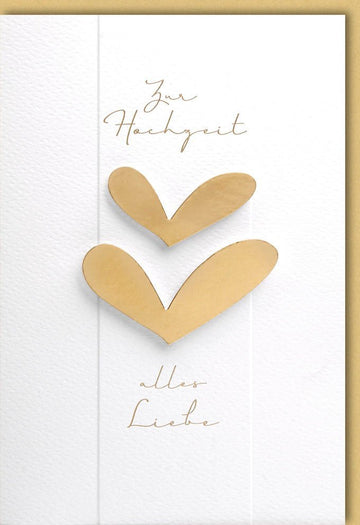 Hochzeitskarte - Premium Glückwunschkarte mit goldenen Herzen, stilvolles Design, exklusive Papeterie zur Hochzeit
