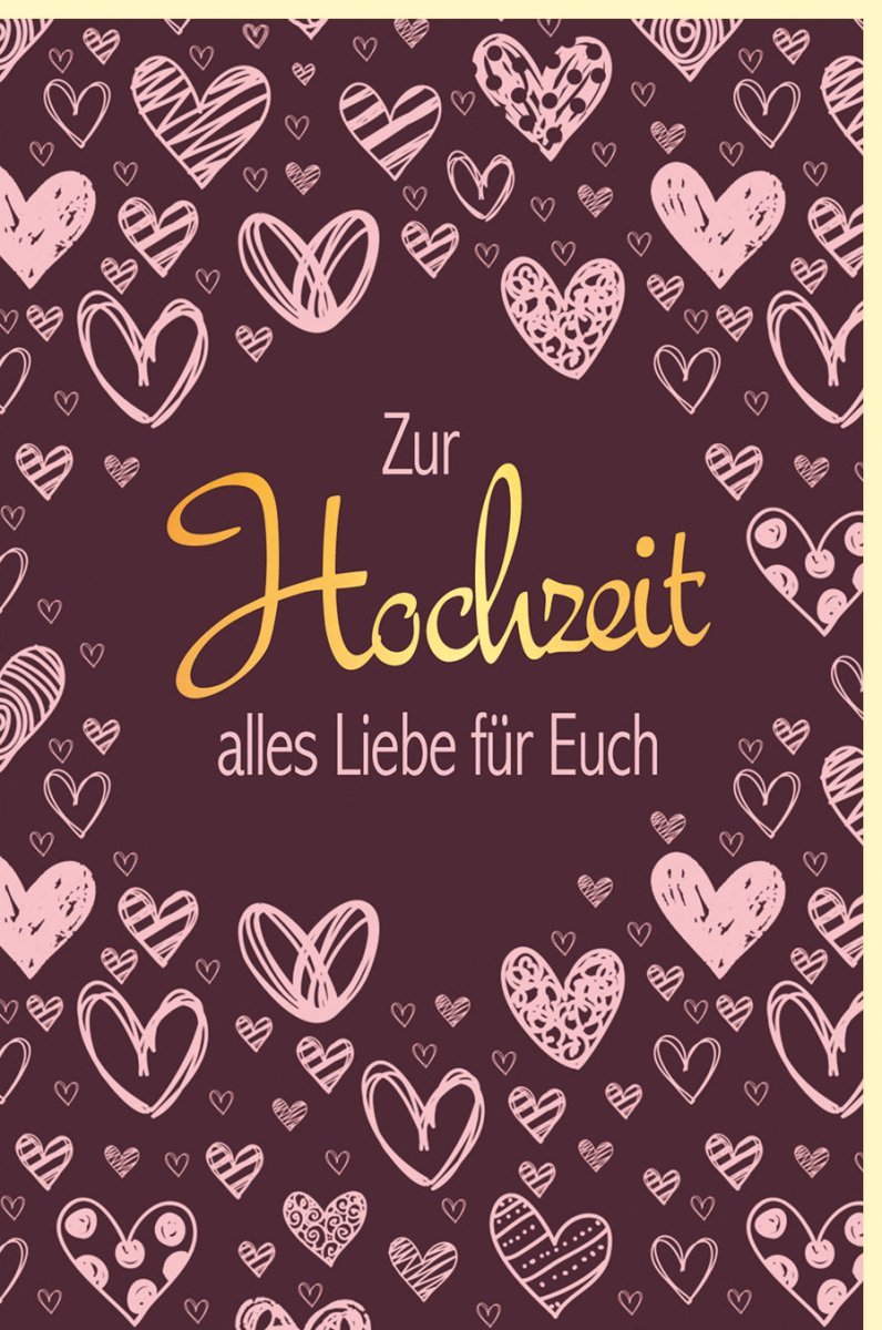 Hochzeitskarte - Romantische Glückwunschkarte mit Herzen, Naturkarton & Goldfolie im Brautpaar - Design, Burgunderrot für die romantische Feier