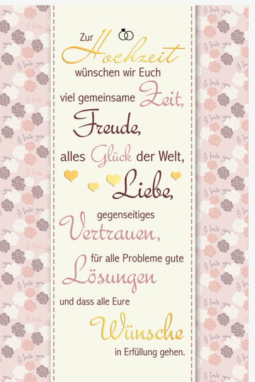 Hochzeitskarte - Stilvolle Gratulationskarte mit Herz & Rosen, Motiv für Liebe und Vertrauen, Glückwunschkarten - Hochzeit