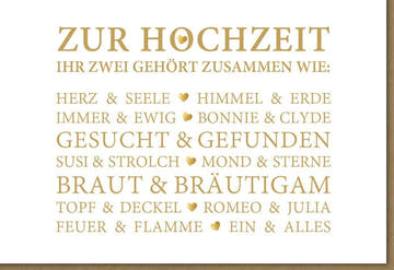 Hochzeitskarte - Stilvolle Grußkarte zur Heirat in Gold & Beige, Moderne Romantik für Verliebte Paare