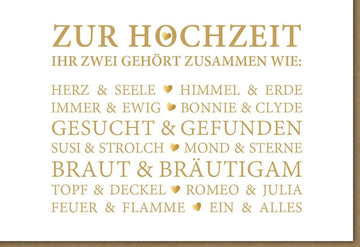 Hochzeitskarte - Stilvolle Grußkarte zur Heirat in Gold & Beige, Moderne Romantik für Verliebte Paare