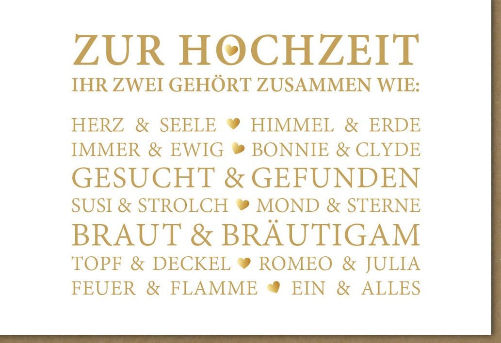 Hochzeitskarte - Stilvolle Grußkarte zur Heirat in Gold & Beige, Moderne Romantik für Verliebte Paare