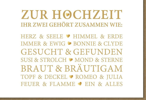 Hochzeitskarte - Stilvolle Grußkarte zur Heirat in Gold & Beige, Moderne Romantik für Verliebte Paare