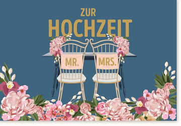Hochzeitskarte - Vintage Floral Design, Elegante Glückwunschkarte zur Feier der Liebe, Kreative Gratulation für das Brautpaar