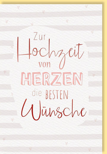 Hochzeitskarte "Von Herzen" - Elegante Naturkarton Schriftkarte mit Textvorschlägen für Glückwünsche zur Vermählung